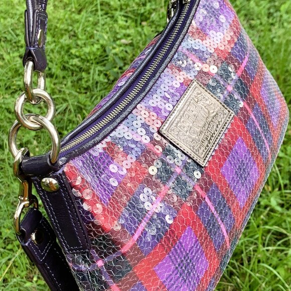 COACH POPPY SEQUIN TARTAN GROOVY BAG MULTI COLOR - Picture 2 of 16